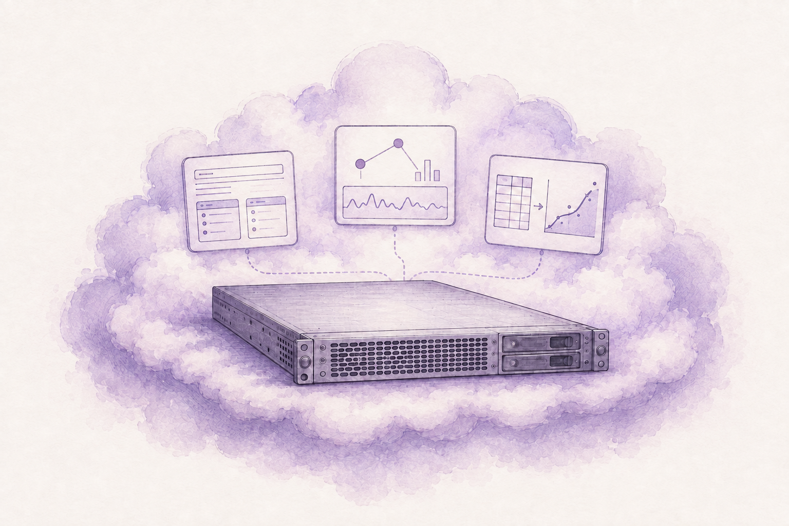 One reserved cloud server supports business applications, connected sensor data and data-processing workloads.