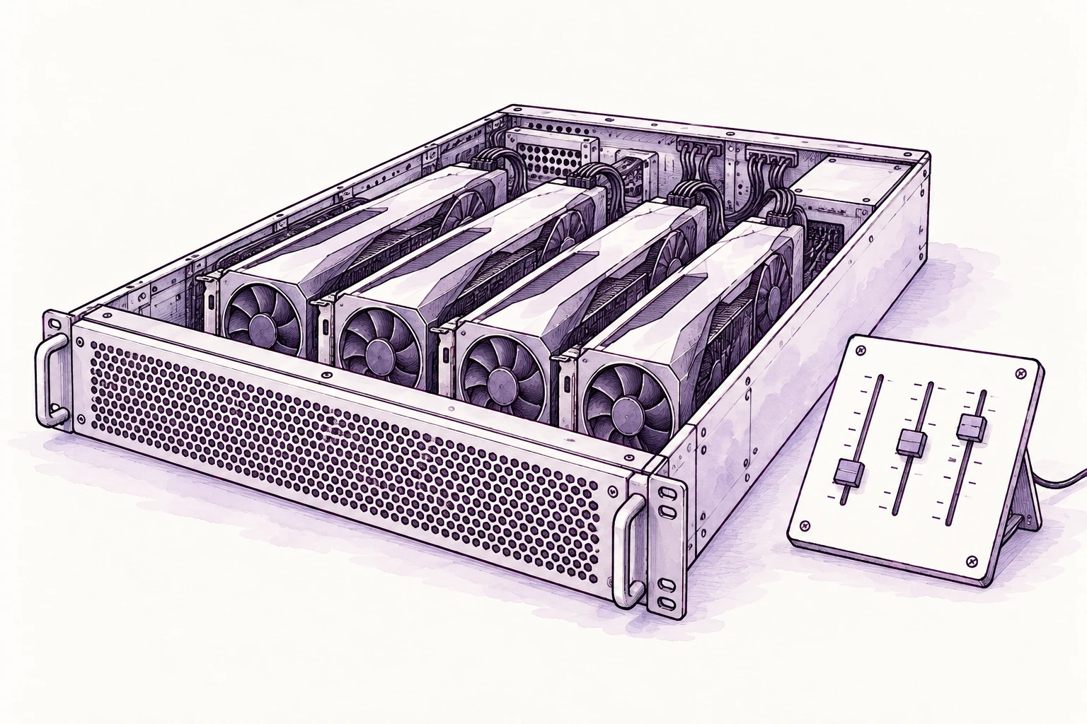 A dedicated GPU server in the cloud connects to a remote control console.